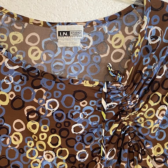 I.N. STUDIO Asymmetrical Rouched Neckline Top - Picture 5 of 9